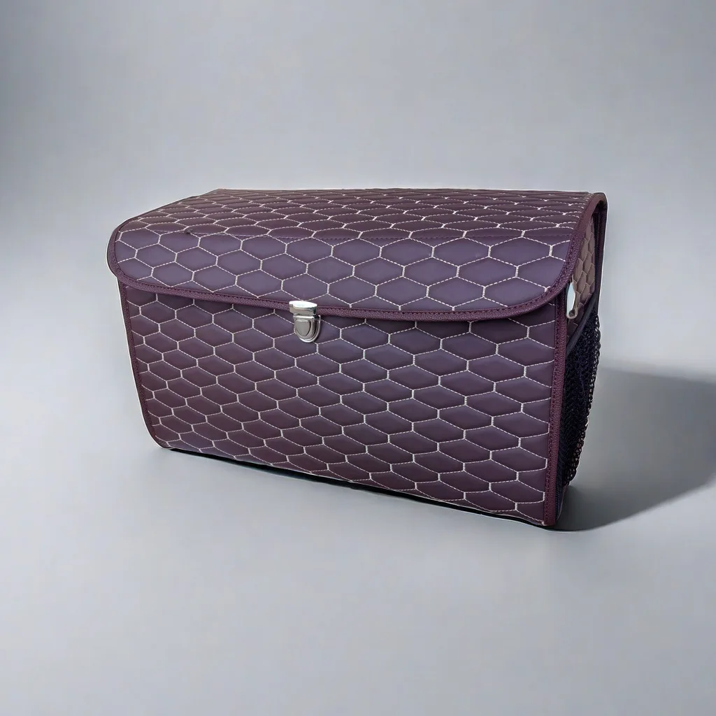 Auto Custom Logo Pu Leather Small Large Capacity Foldable Box Car Trunk Storage Boot Car Organizer for Trunk with Shackle Handle
