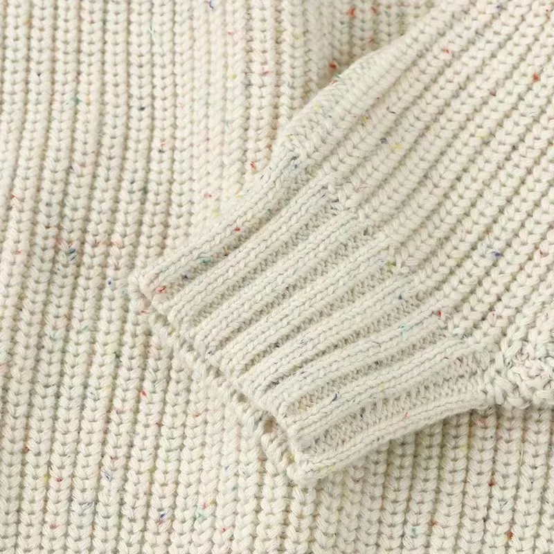 Customization 100% Colored Cotton Children Sweaters Oversize Chunky Knitted Jumper Crew Neck Infant Kids Girls Pullover