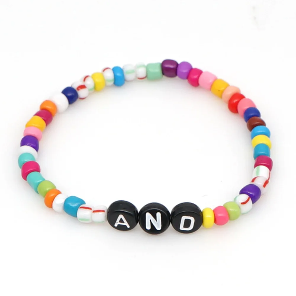 Woven Colorful Collection Engravable Acrylic Letters Bracelets  Boho Ethnic Bracelet for Women