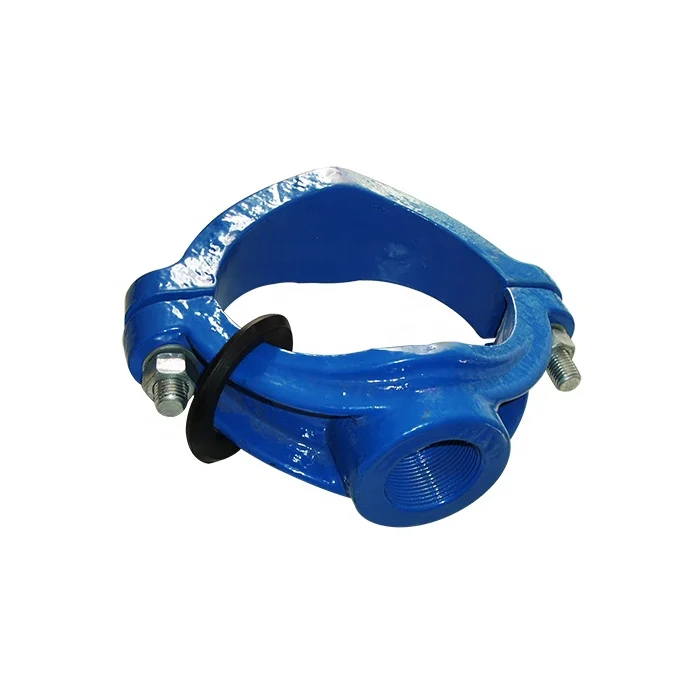 Ductile Iron DI tapping saddle Clamp for DCI Ductile Cast Iron Pipe