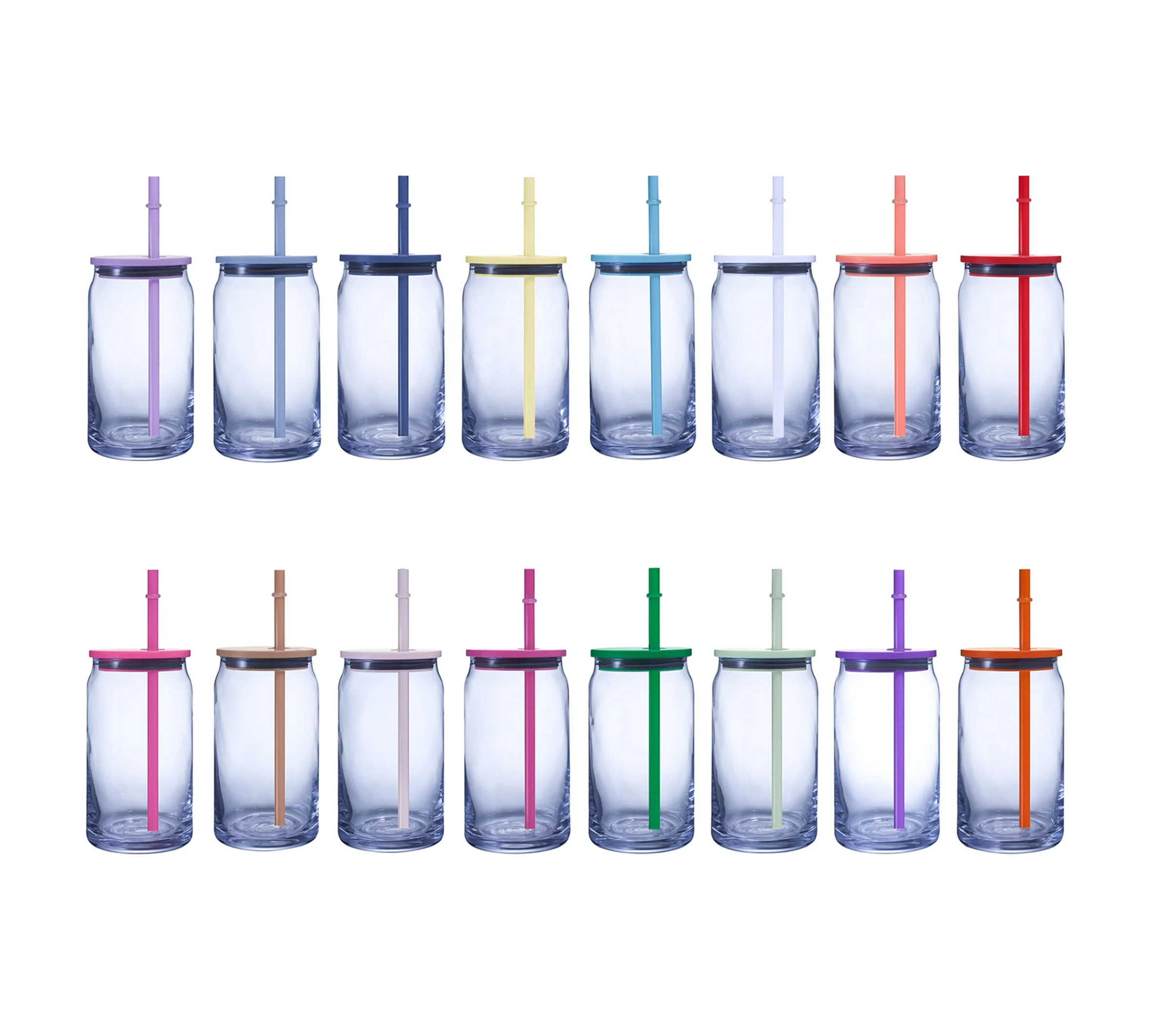 Wholesale USA 16oz libby glass can plastic lid glass beer can with plastic lid and straw for vinyl and DTF UV Wrap and sticker