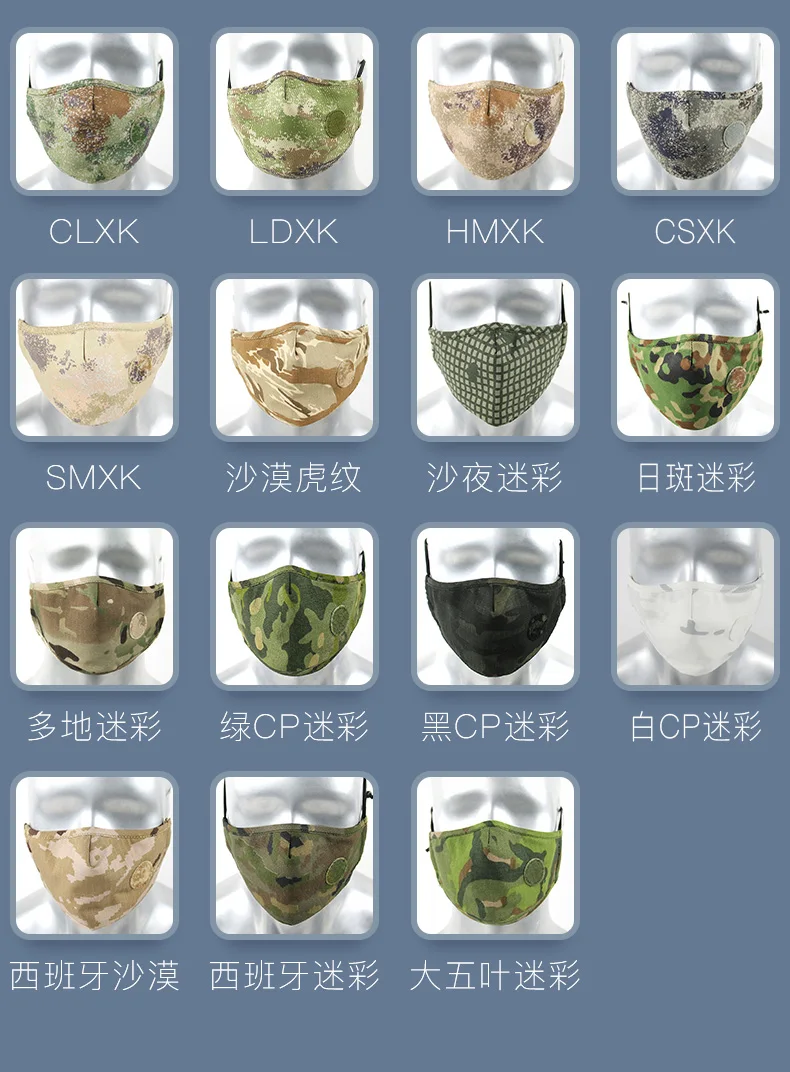 Multi-layer structure of CAMO thermal facemask three-dimensional tailoring Replaceable PM2.5 and customized personalized