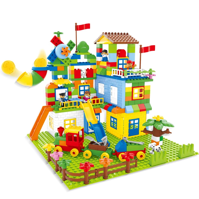 242 pcs DIY building blocks with bricks board amusement park design kids blocks