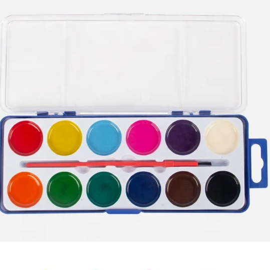 12 colors washable Water color Paint Set for Kids Ideal Fun and Learning Tool for Kids at Home and School - Paintbrush Included