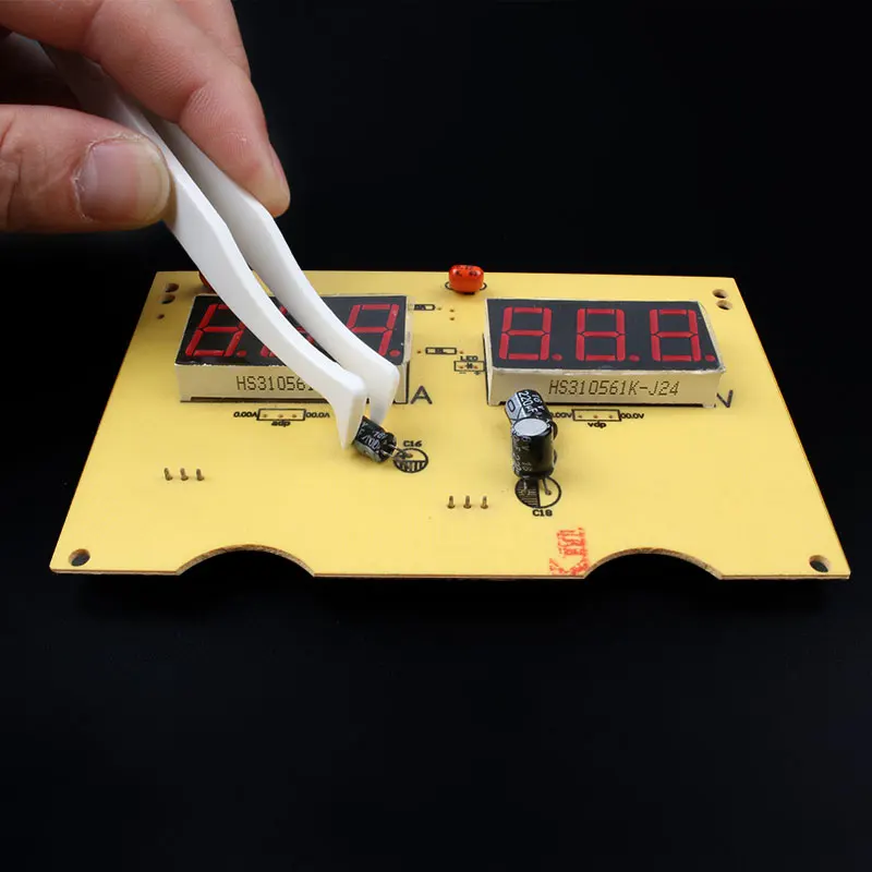 White Wide Platy Anti-static Plastic ESD Tweezers Forceps Insulated High Hardness Tweezers Set