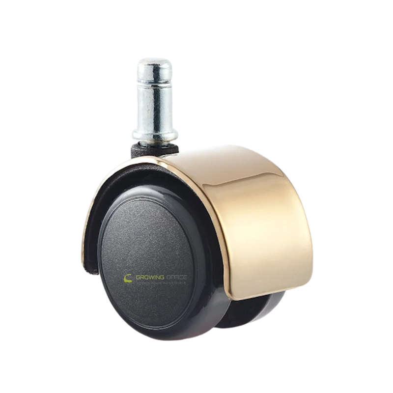 manufacture Golden Brushed Furniture Caster 50MM PU Heavy Duty Thread Pin Castor Wheels Without Brake