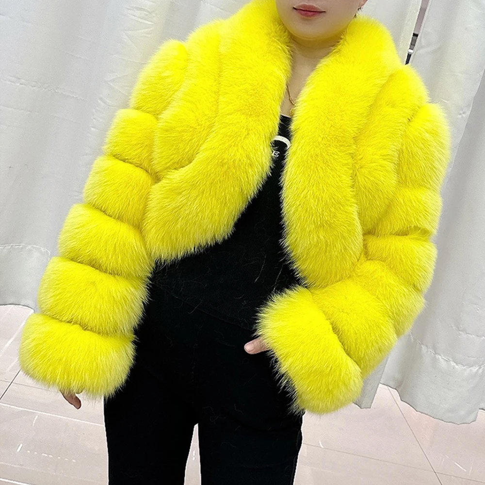 2024 new design women short fur coat ladies real fox fur coat thick fox fur jacket for girls