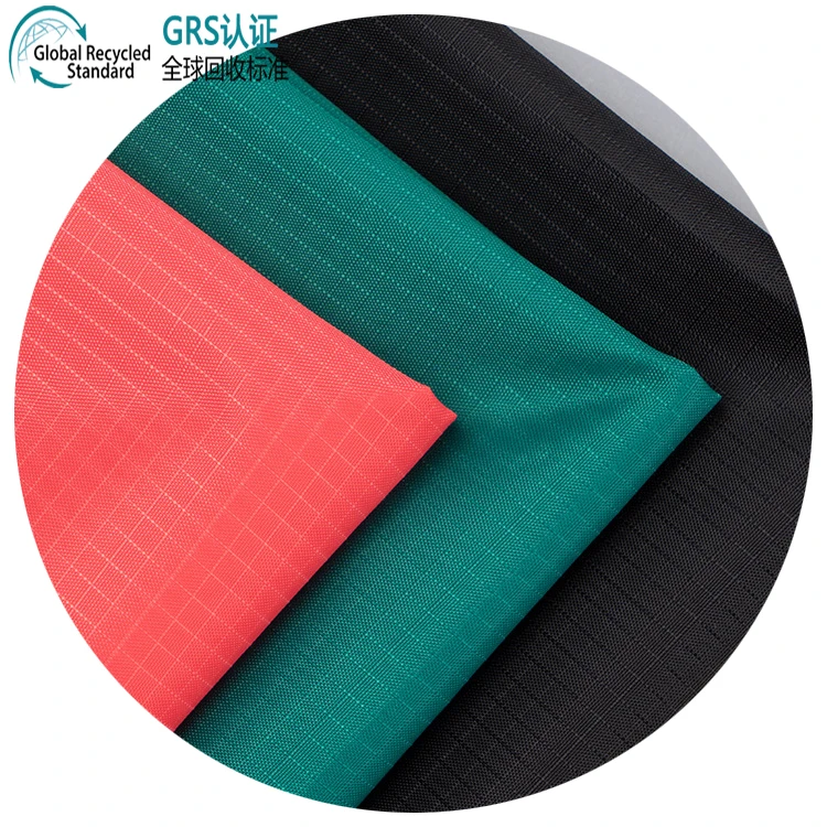 Eco-friendly GRS certified factory polyester handbag garment lining 210D 420D ripstop waterproof RPET recycled oxford fabric