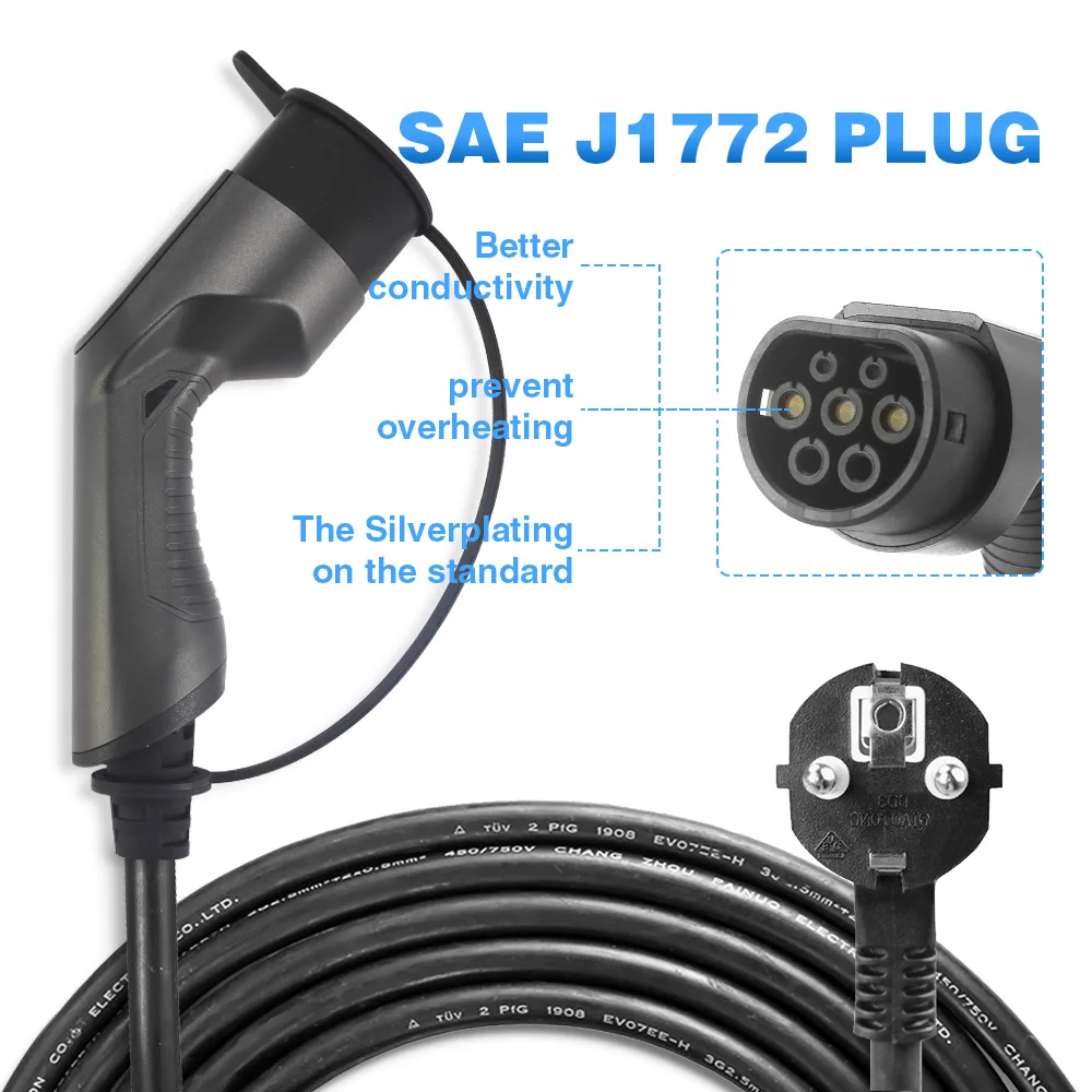 10 а/16 А Регулируемая портативная зарядная станция IEC 62196-2 EV с штепсельной вилкой