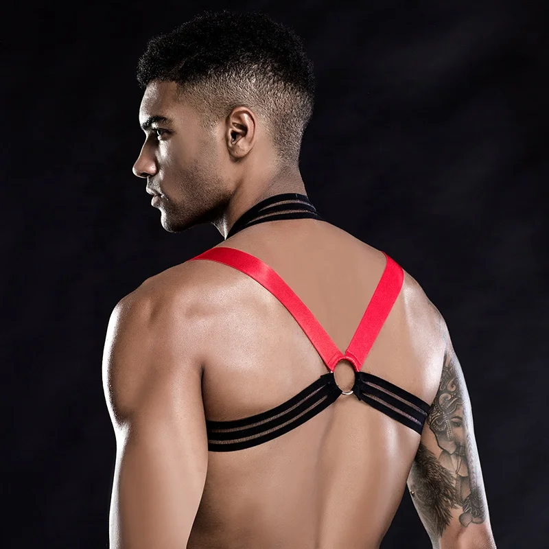 Sexy man t-back shoulder girdle sexy costume for pole dancing night club wear