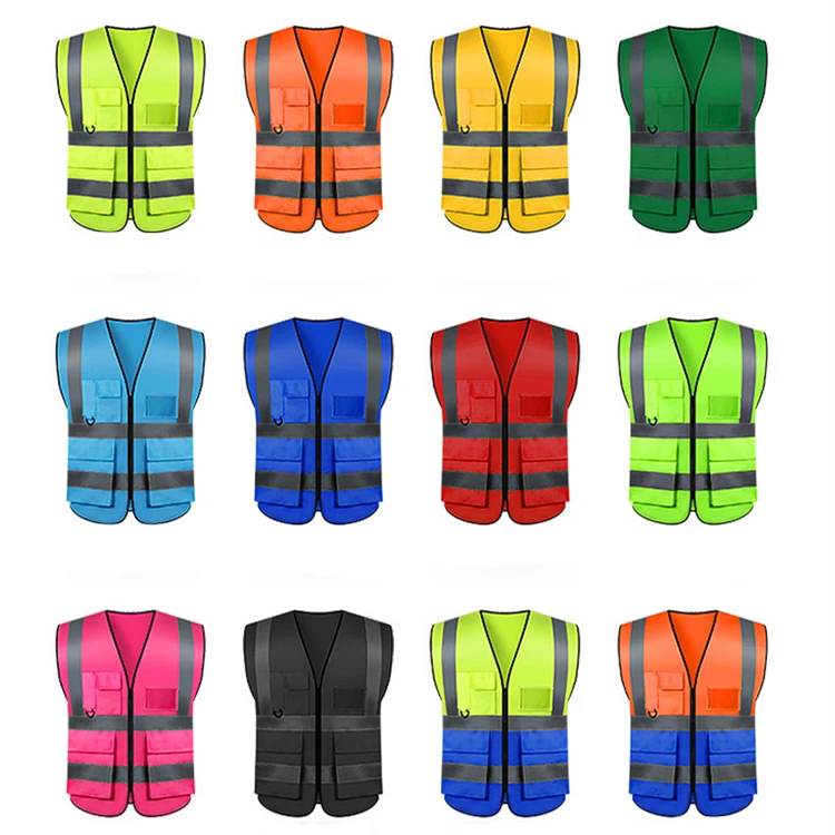 Fast Customization Multi Pockets Reflective Safety Clothing Hi Vis Safety Vest