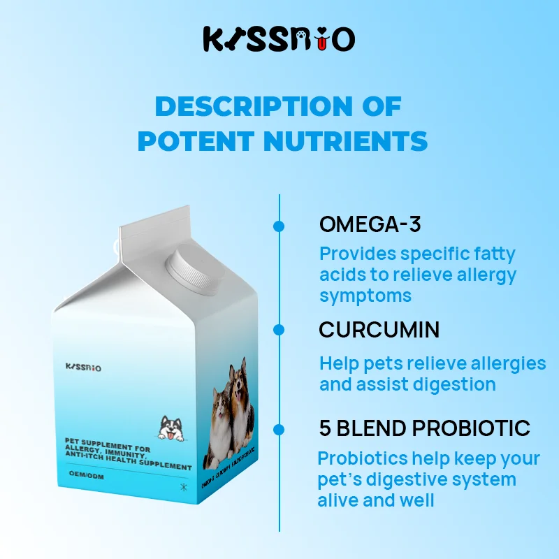 Probiotic Fish Oil & Colostrum Powder Supplement for Dogs and Cats Turkey & Tuna Flavored for Adults
