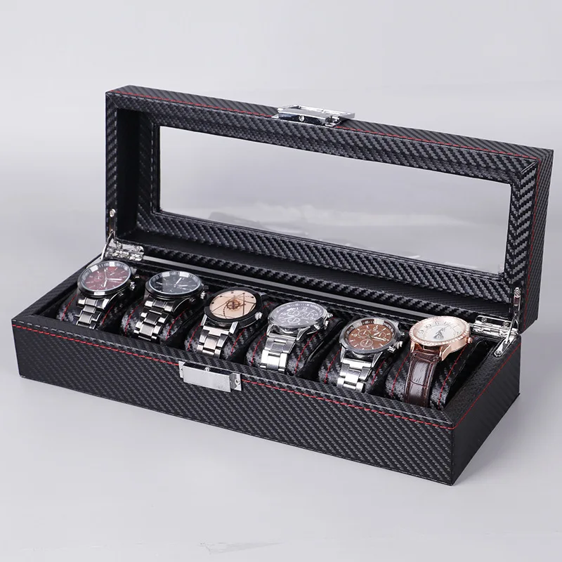 Custom Carbon Fiber Leather Men Watch Display Storage Sets With Box Wholesale