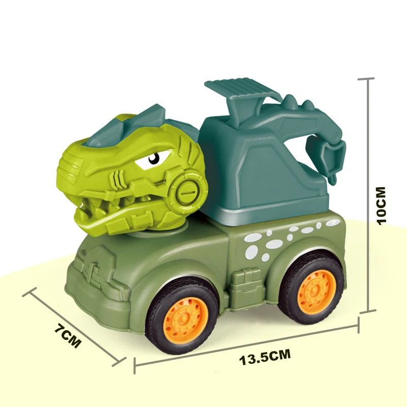 2022 new design simulation six style cartoon press slide dinosaur engineering vehicle toys  inertia car boy truck toys for kids