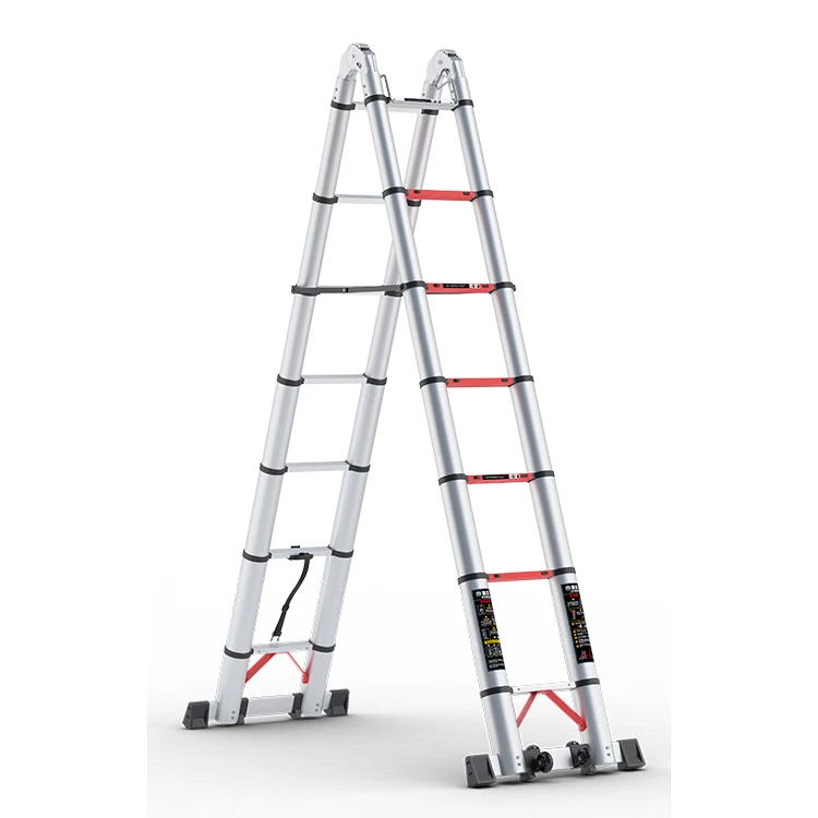 Aluminium Telescopic Ladder Red Multifunctional ladder Aluminum Stainless Steel Herringbone Ladder