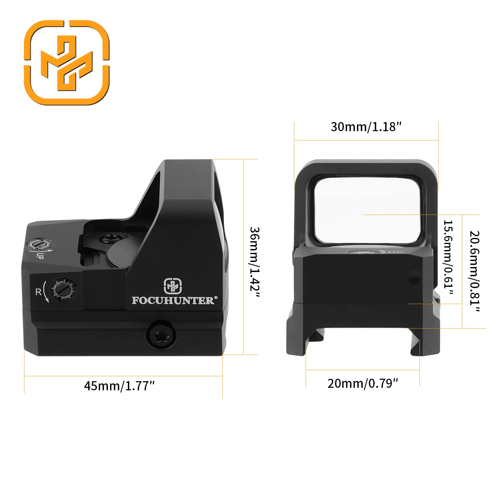 FOCUHUNTER High-end 1X23mm Shockproof 1500G Recoil Shake Awake Red Dot Sight IPX7 Waterproof Red Dot Sight Scope