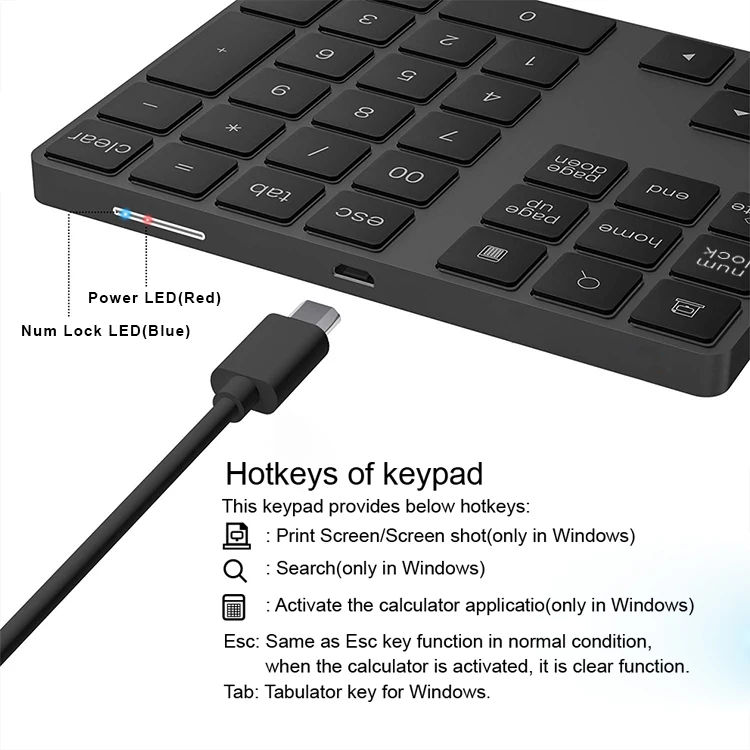 Новый дизайн тонкая алюминиевая Портативная usb цифровая клавиатура для ноутбука с 34 клавишами