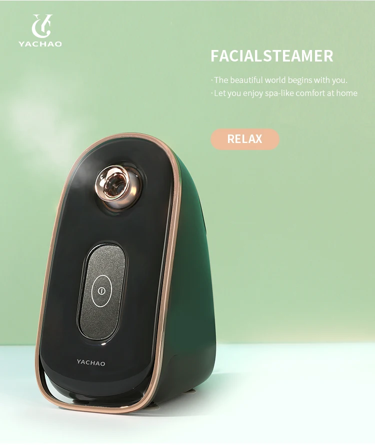 YaChao Salon Spa Black Professional Vapeur visage Nano Ionic Vapor Ozone Hot Mist Sauna Face Vaporizador Facial Steamer