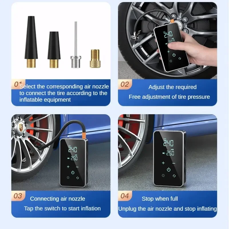 Car Electric Air Pump Portable Wireless Digital Touch Air Compressor 150PSI Suitable for Car Motorcycle