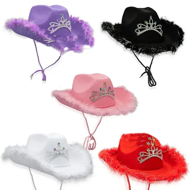 christmas 2024 Manufacturers  cowboy hat sequins pink silver-trimmed crown western color diamond cowboy hat