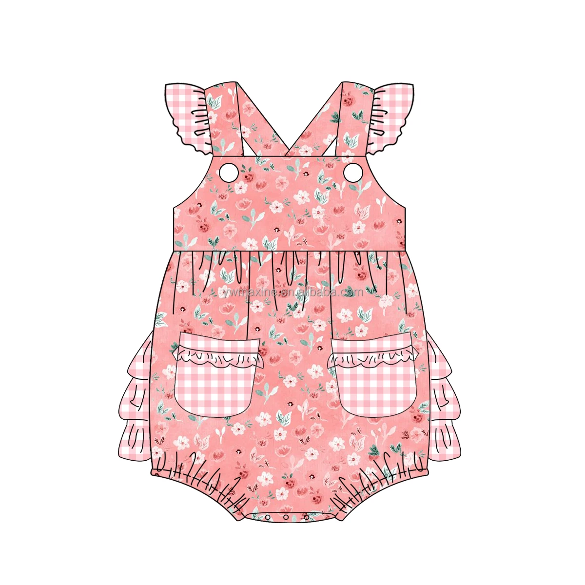 New Arrival Boutique Kids Clothes Flowers Design Party Skirt Baby Girls Flying Sleeve Cotton Dress and Short Outfits