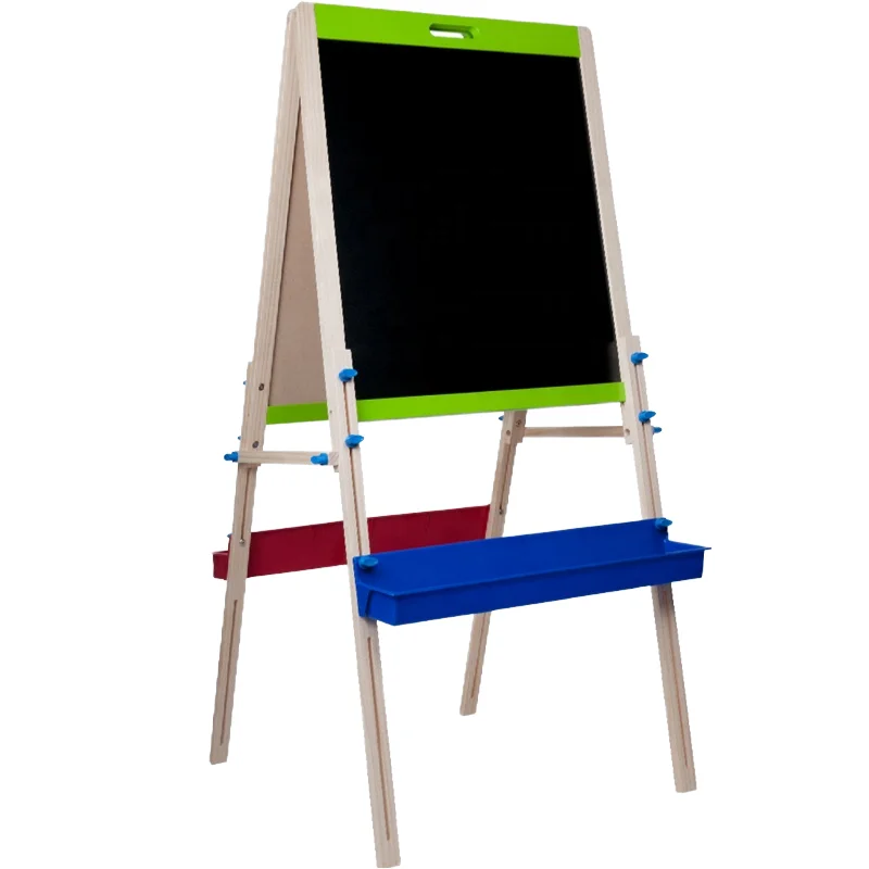 Adjustable Double Side Blackboard Magnetic Whiteboard Wooden Stand Easel for 2-4 Years Old Unisex Children Drawing Toys Painting