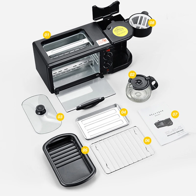 Electric 3 In 1 Household Breakfast Machine Mini B Convection Microwave Oven 2023 3 In 1 Breakfast Maker Machine With Bacon Cook