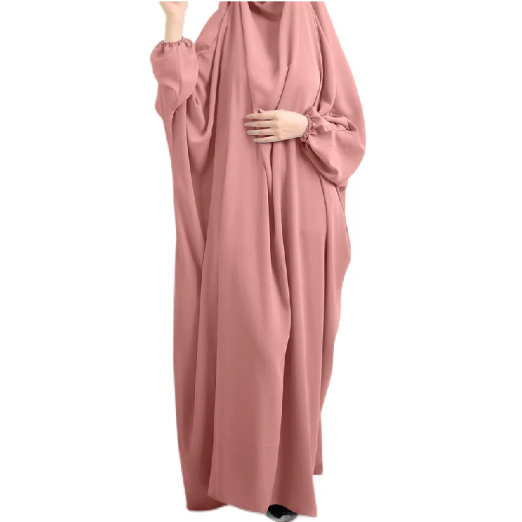 Fashion Girl Middle East Dubai Turkish Casual Formal Muslim Prayer Robe Chiffon Long Dress With Hijab For Women