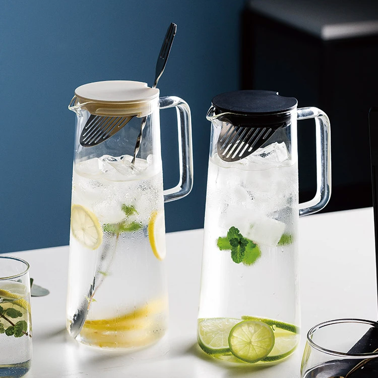 Water Glass Carafe Water Pitcher with Lid for Fridge Iced Tea Pitcher 1.4 Liter Glass Water Pitchers Carafe Juice Jug