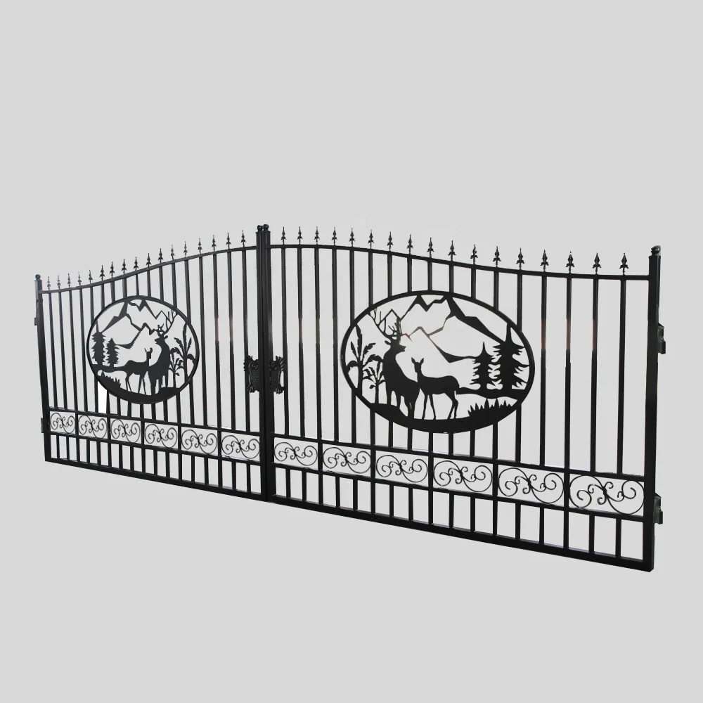 SUIHE Iron main gate designs Galvanized powder coated luxury wrought iron gate designs