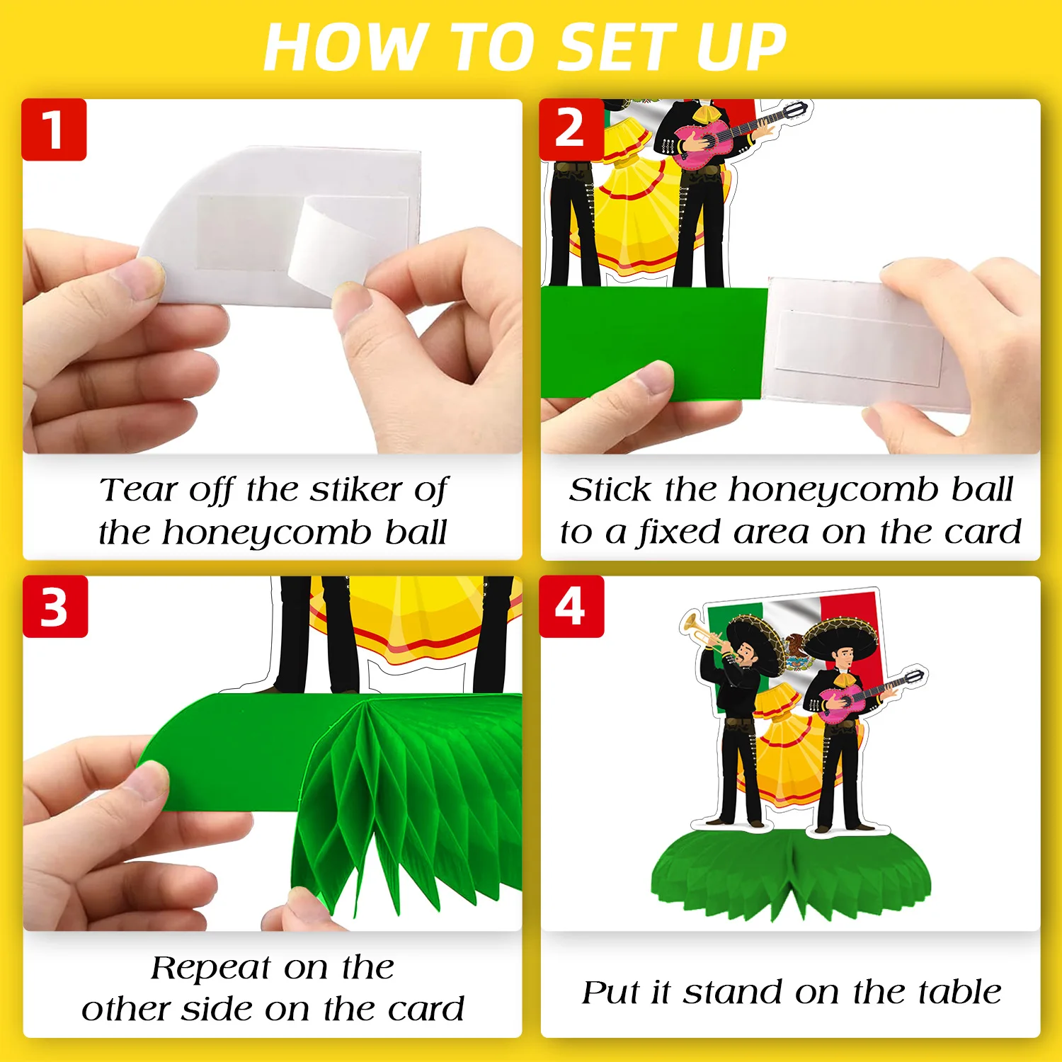 Mexican decor fiesta carnival theme decoration items honeycomb ball table decoration pull flag glasses doll