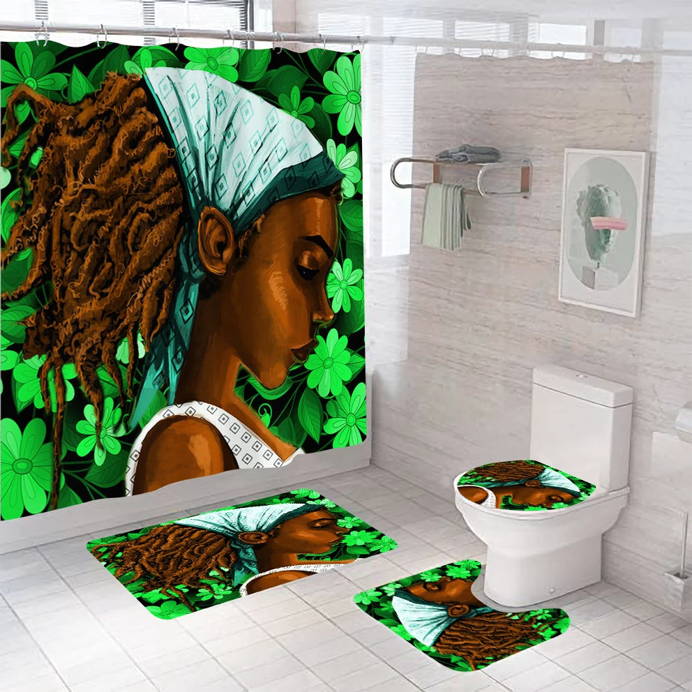 i@home wholesale polyester fabric farmer lady  mouldproof shower curtain sets