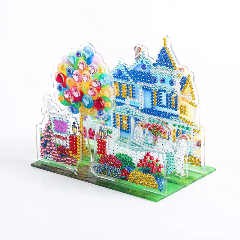 18*17cm 3D Puzzle Diamond Painting Landscape House Diamond Embroidered Special Shape Crystal Painting Children Toys