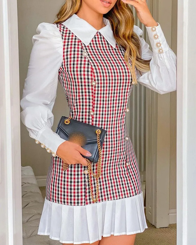 spring african ladies clothes Autumn womens clothing new slim fit thin stitching blouse shirt dress skirt women casual dresses