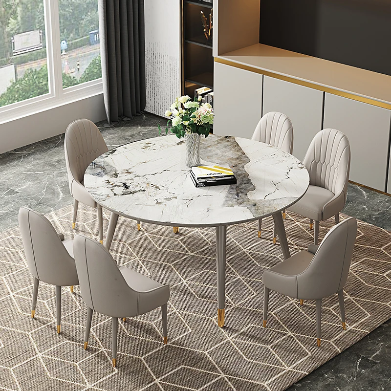 Great Foshan Factory Modern Retractable Dining Table And Chair Combination Round Dining Table Folding Dining Table