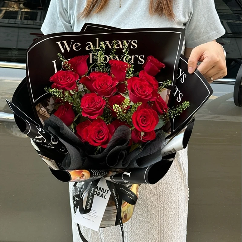 LUCIA Bouquet Wrapping Paper Thickened Waterproof Flower Wrapping Paper English Newspaper Wrapping Flower Paper LF160682