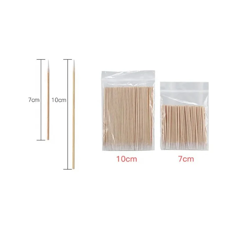 Disposable Premium Wooden Eyebrow Tattoo Microbrush Swabs Stick Ultra-Small Cotton Swab Lint Free Eyelash Extension Micro Brush