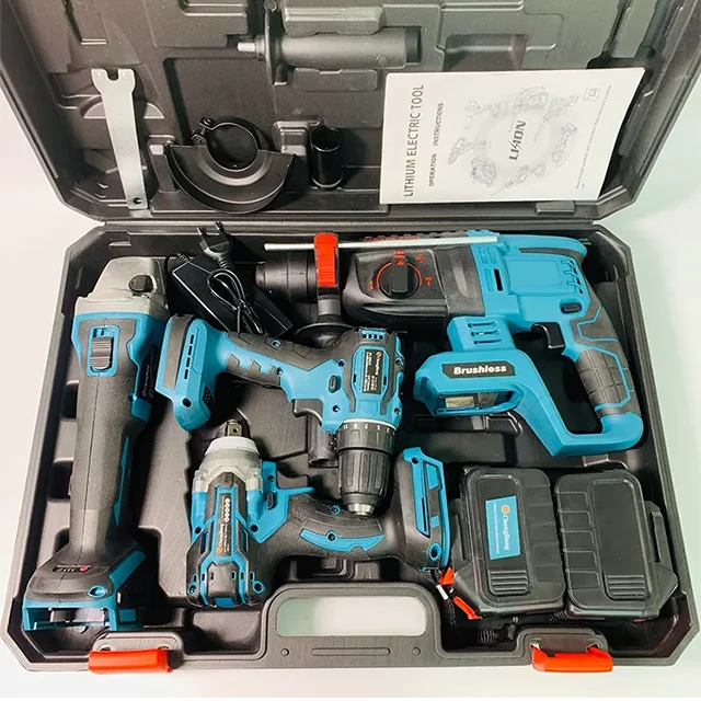 20V 4 in 1 Cordless Electric Drill Hardware Combo Lithium Battery Hand Household Drill Kit Rechargeable Tool Sets electric drill