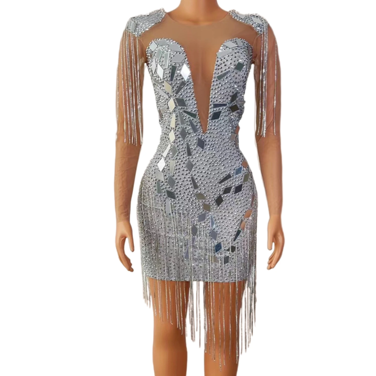 Luxury Sequin Rhinestone Ball Gowns Sexy Mini Banquet Cocktail Dress Plus Size Women Formal Wedding Birthday Evening Dresses