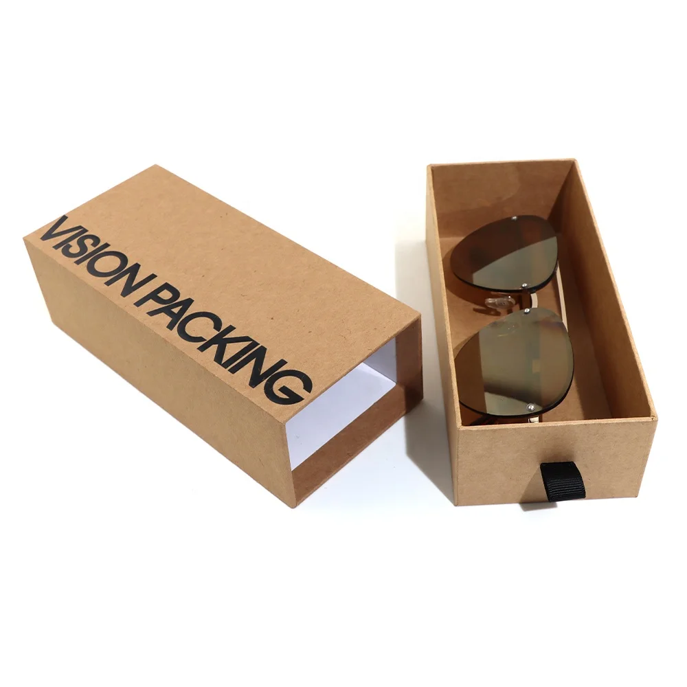 Private Brand High Quality Cork Leather Eyeglasses Packaging Kraft Paper Gift Glasses Box Sunglasses Case Custom Logo