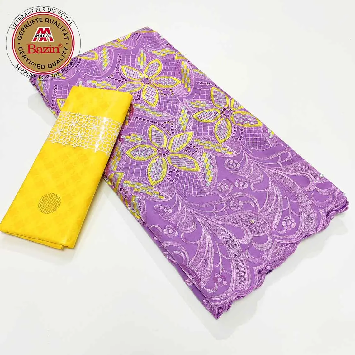 2.5+2.5 Yards Swiss Laces Fabric With Beads Bazin Riche Fabrics African 100% Cotton Embroidery Swiss Voile Lace For Guinea Women