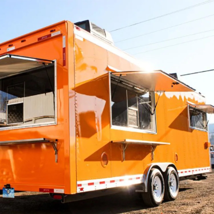 Factory Wholesale Food Truck Trailer Street Mobile Food Cart Outdoor Kitchen Fast Food Truck With Cooking Equipment For Sale