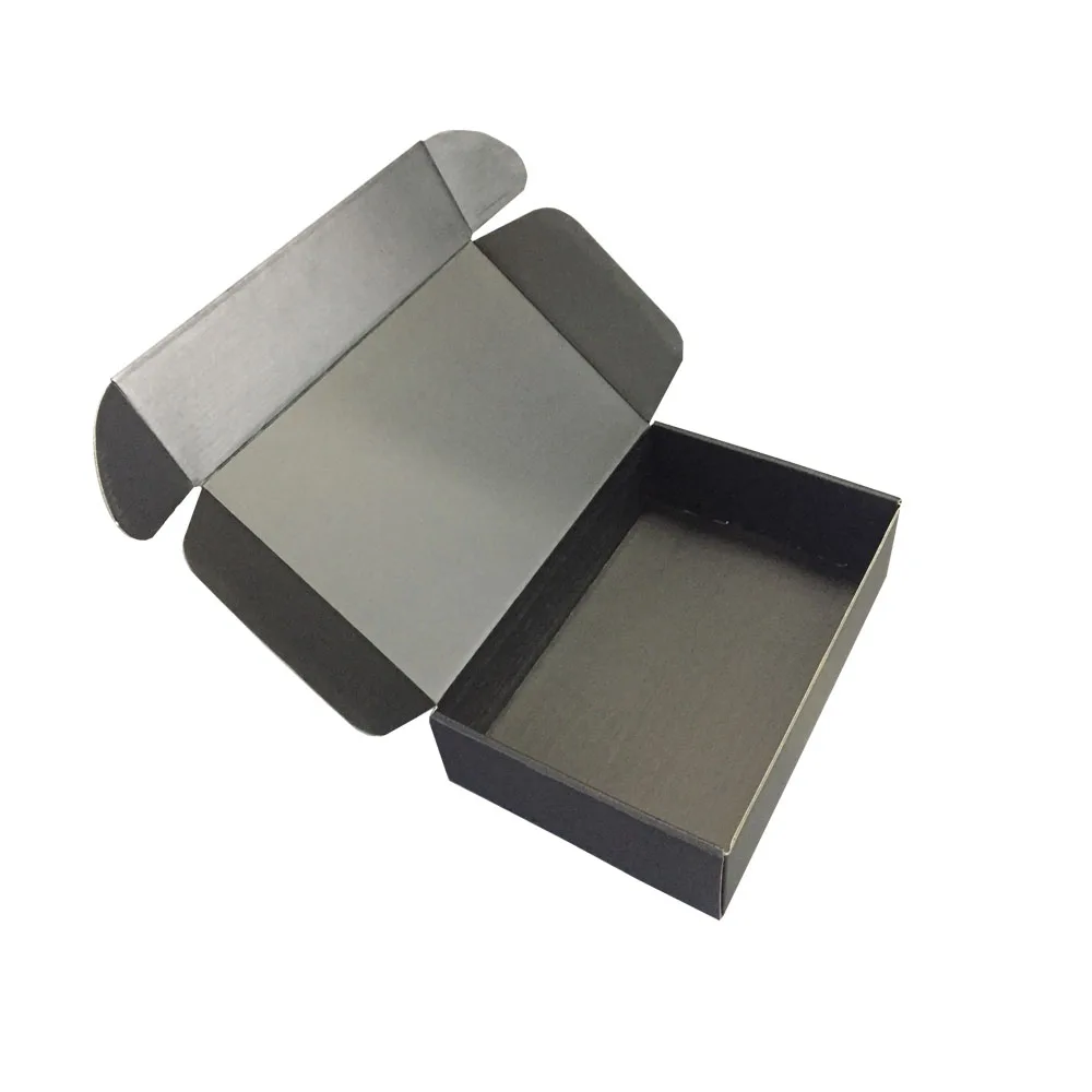 Cheap printing empty cosmetic skincare cream black mailer box makeup sets shipping box with logo silver
