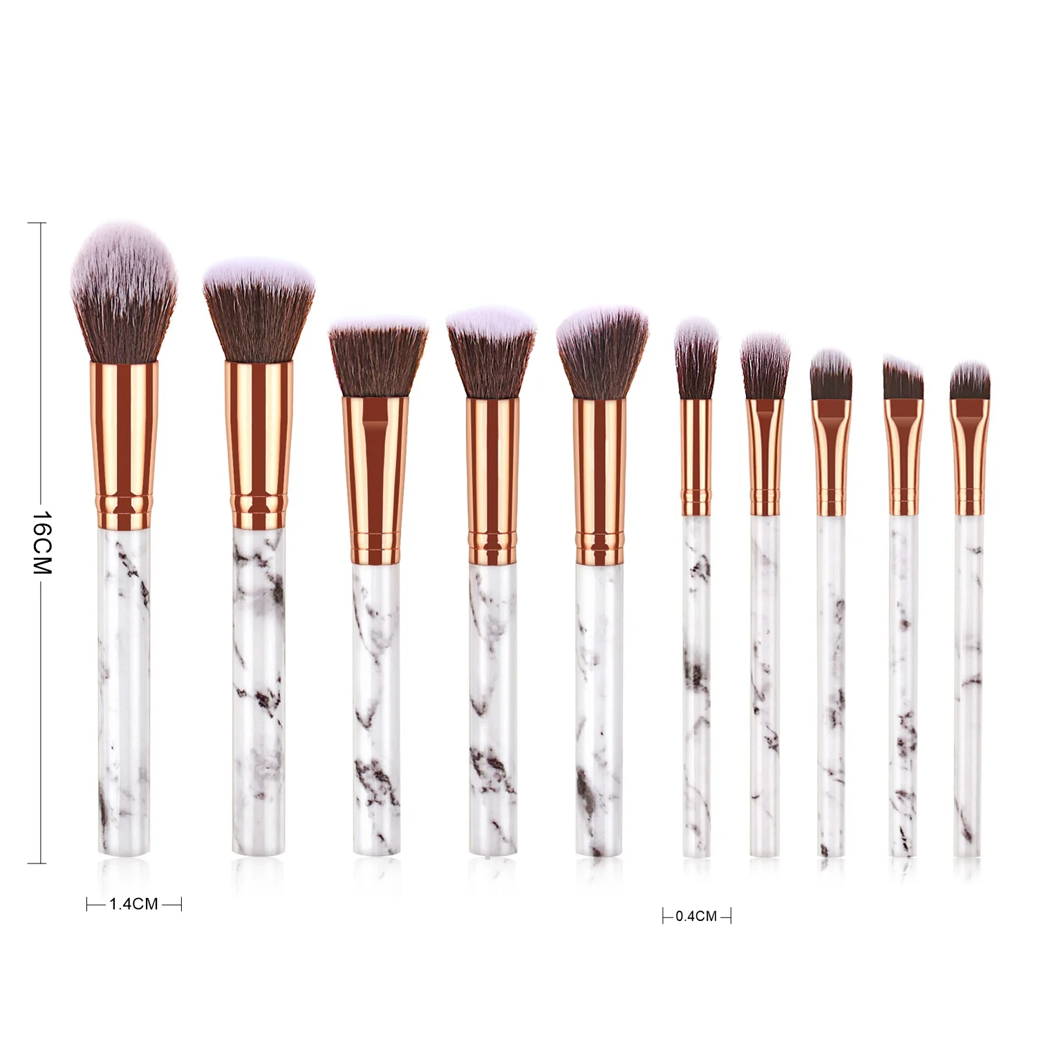 Private label  marbling handle 10 pcs makeup brush OPP bag packaging professional brush wholesale