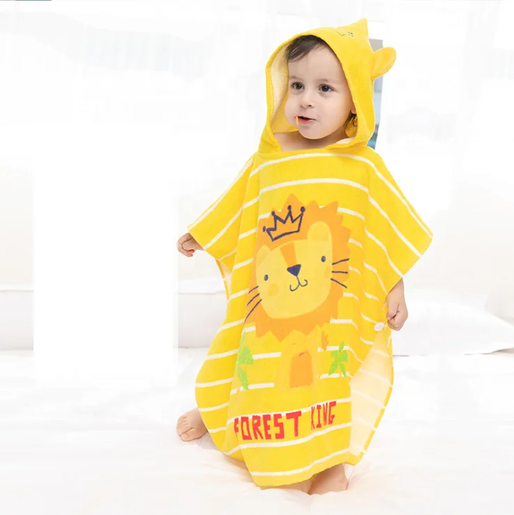 Dinosaur Printing Cartoon Style Kids Beach Swimming Changing Poncho towel