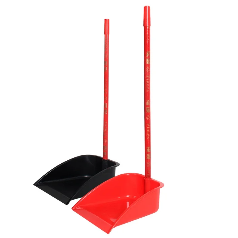 Single Deep Rubbish Shovel with Long Handle Plastic and Bristle for Hotel Household Cleaning Sweeping Dustpan Factory Direct