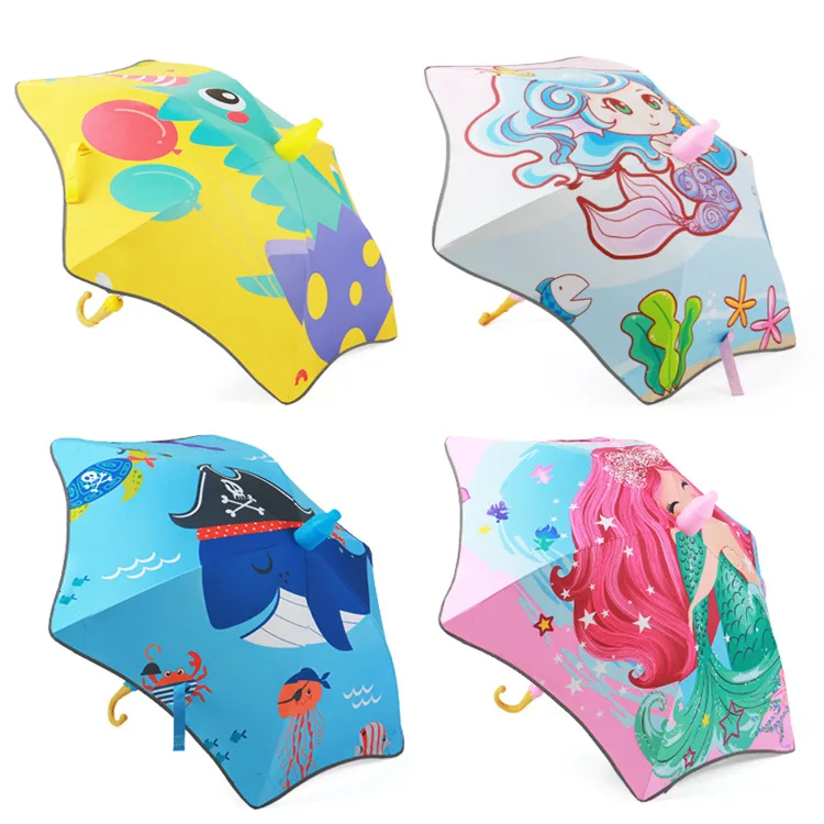 BSBH 3 Fold Automatic Umbrella Children Cartoon Character Smart Umbrella Kids Custom Uv Umbrella Automatic  Folding Kids Fillet