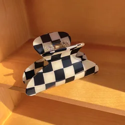 Fashion Women Hair Accessories sexy Black and White checkerboard Hair Claw large acrylic claw hair clips for girls