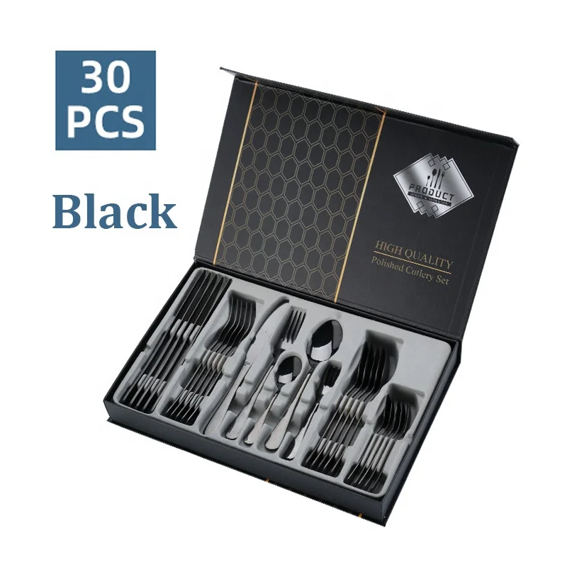 Wholesale Luxury Gift Box 30pcs Tableware Silverware Fork Spoon Knife Flatware Stainless Steel Cutlery Set