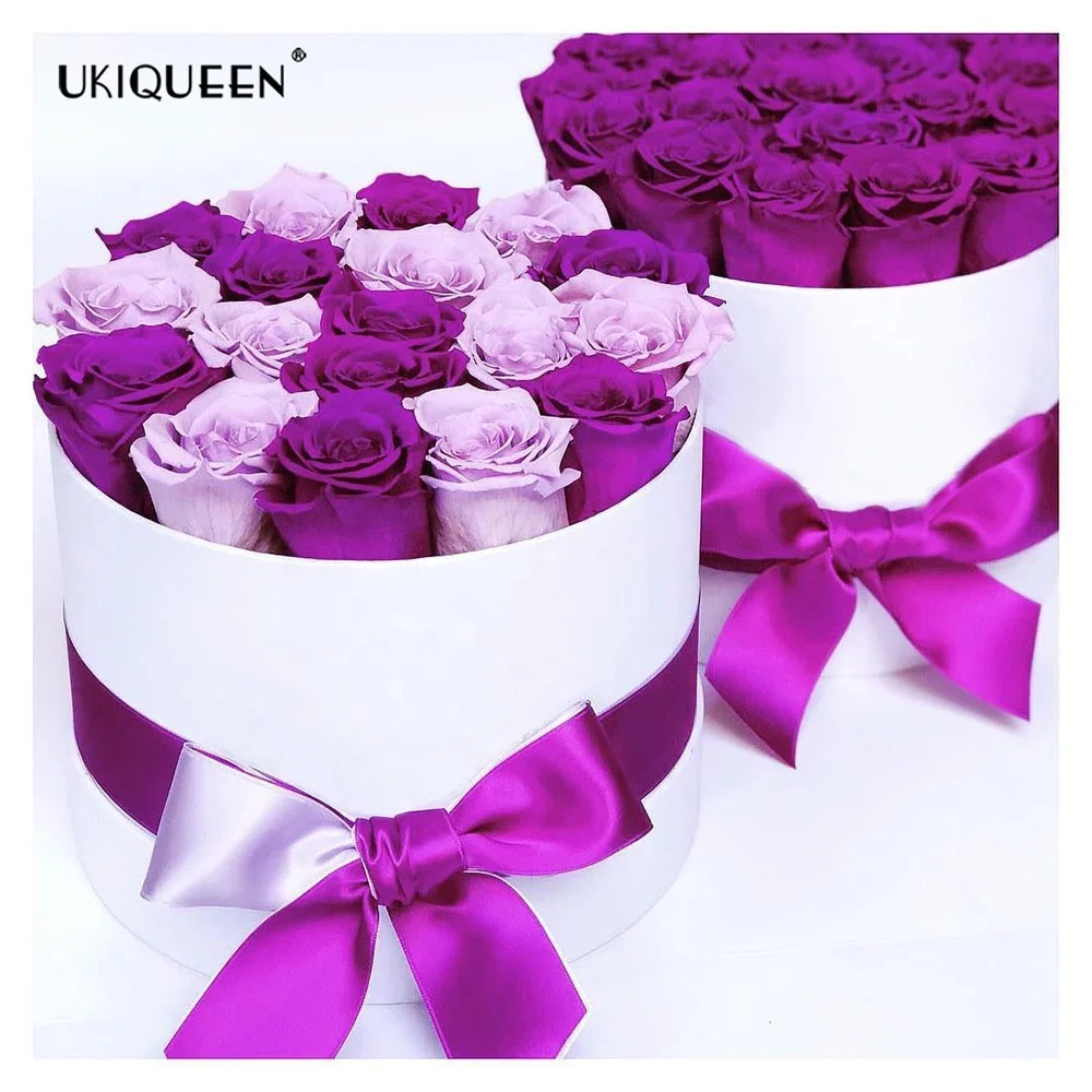 Preserved Flowers Valentines Day Gift Immortal Infinity Forever Eternal Stabilized Roses in Round Box for Home